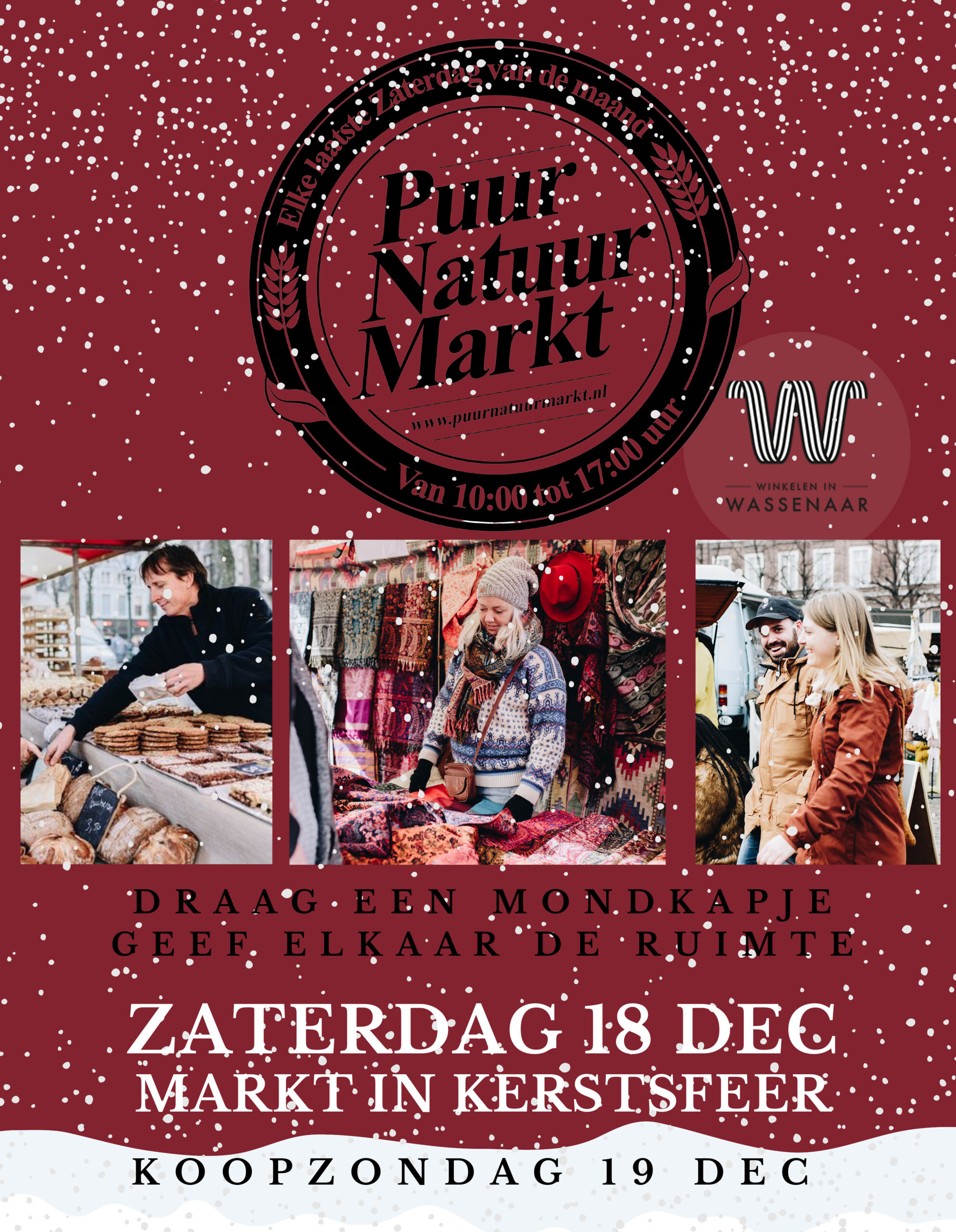 18 december Puur Natuur Markt in kerstsfeer en 19 december koopzondag